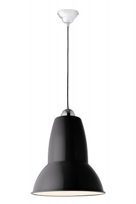 Nahaufnahme der Anglepoise Original 1227 Giant Pendant Hängeleuchte in Schwarz, modernes Design für Wohn- und Gewerberäume.
